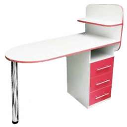 Манікюрний стіл Овал, складана стільниця, білий з червоним купить в официальном магазине KODI Professional