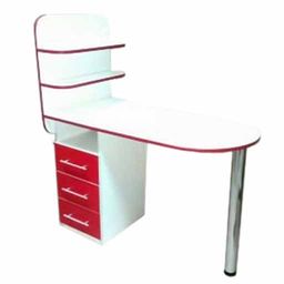 Манікюрний стіл Овал-бі, 2 полички, білий з червоним купить в официальном магазине KODI Professional