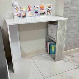 Стіл комп'ютерний письмовий з двома полицями Економ, білий - бетон купить в официальном магазине KODI Professional